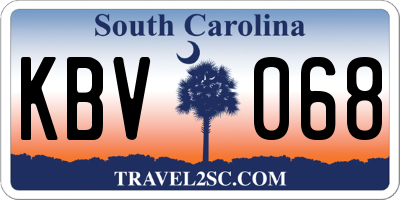 SC license plate KBV068