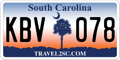 SC license plate KBV078