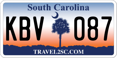 SC license plate KBV087