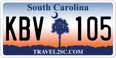 SC license plate KBV105