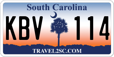 SC license plate KBV114