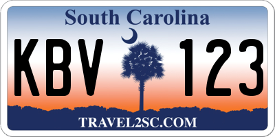 SC license plate KBV123