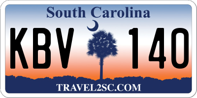 SC license plate KBV140