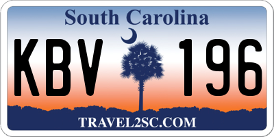 SC license plate KBV196