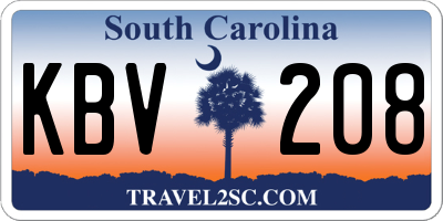 SC license plate KBV208