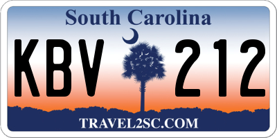 SC license plate KBV212