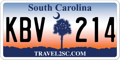 SC license plate KBV214