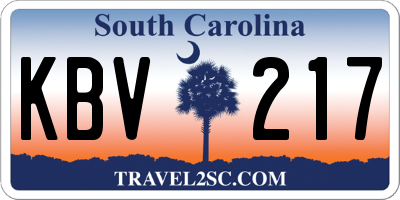 SC license plate KBV217