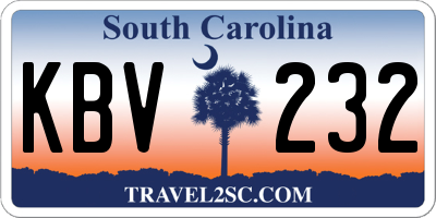 SC license plate KBV232