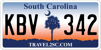 SC license plate KBV342