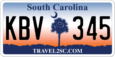 SC license plate KBV345