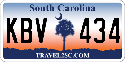 SC license plate KBV434