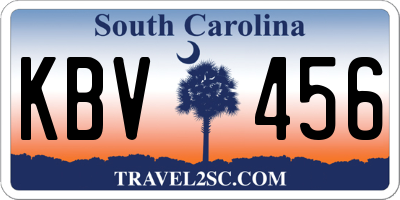SC license plate KBV456