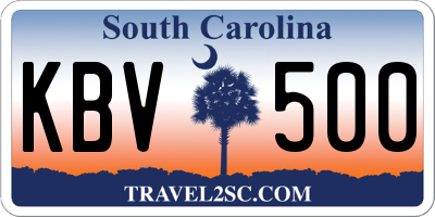 SC license plate KBV500