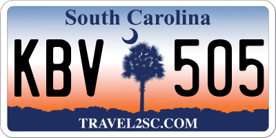 SC license plate KBV505