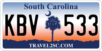 SC license plate KBV533