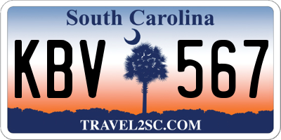 SC license plate KBV567