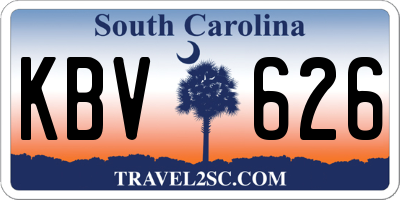 SC license plate KBV626