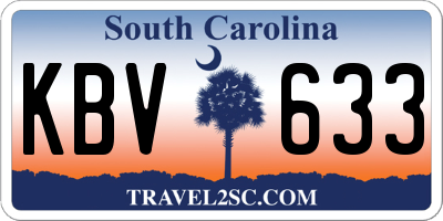 SC license plate KBV633