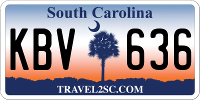 SC license plate KBV636