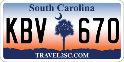 SC license plate KBV670
