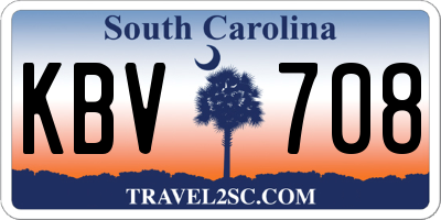 SC license plate KBV708