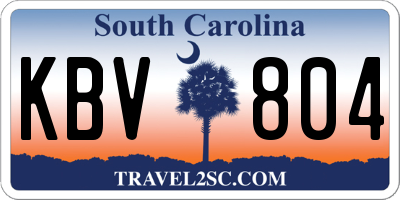 SC license plate KBV804