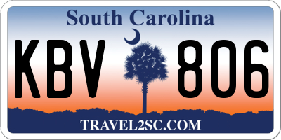 SC license plate KBV806