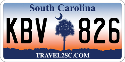 SC license plate KBV826