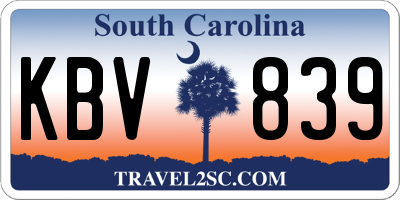 SC license plate KBV839