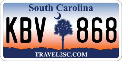 SC license plate KBV868