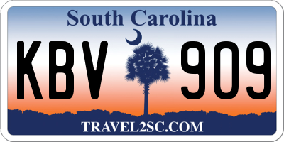 SC license plate KBV909