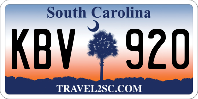 SC license plate KBV920