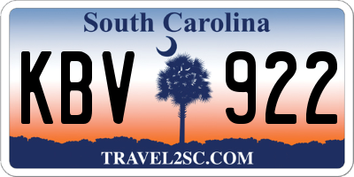 SC license plate KBV922