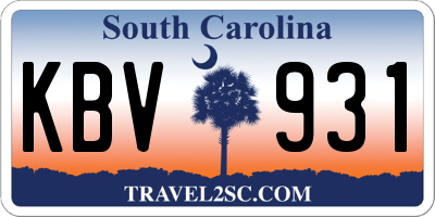 SC license plate KBV931