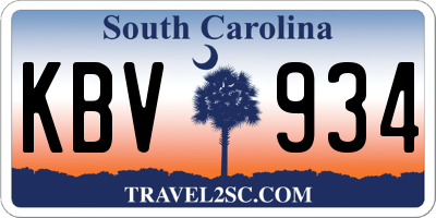 SC license plate KBV934