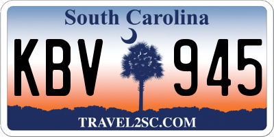 SC license plate KBV945