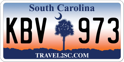 SC license plate KBV973