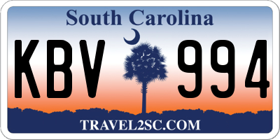 SC license plate KBV994