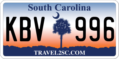 SC license plate KBV996
