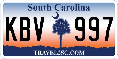 SC license plate KBV997