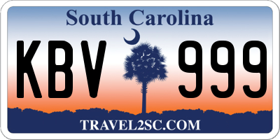 SC license plate KBV999