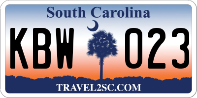 SC license plate KBW023