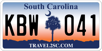 SC license plate KBW041