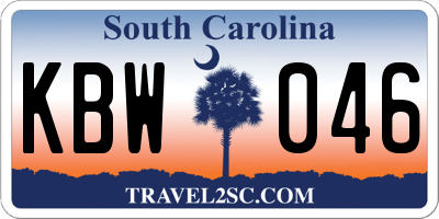 SC license plate KBW046