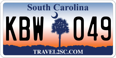 SC license plate KBW049