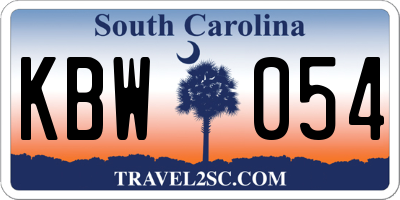 SC license plate KBW054