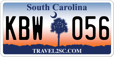 SC license plate KBW056