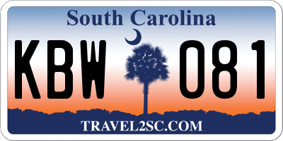 SC license plate KBW081