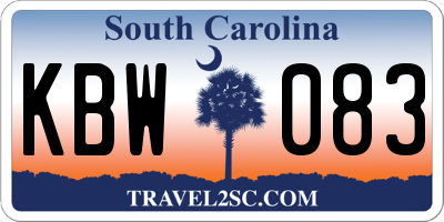 SC license plate KBW083